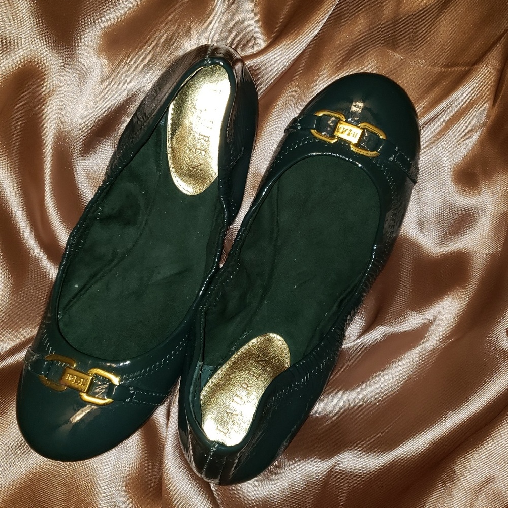 Ralph Lauren Green Betsy Ballet Flat